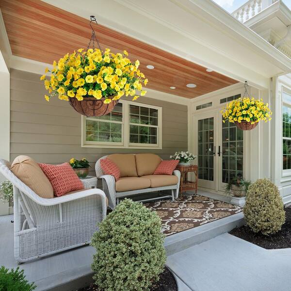 20.5 in. Yellow Other Indoor/Outdoor Hanging Artificial Morning