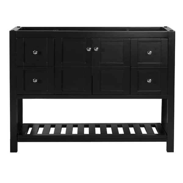 Unbranded Manhattan 48 in. W x 18 in. D x 35 in. H Bath Vanity Cabinet without Top in Black