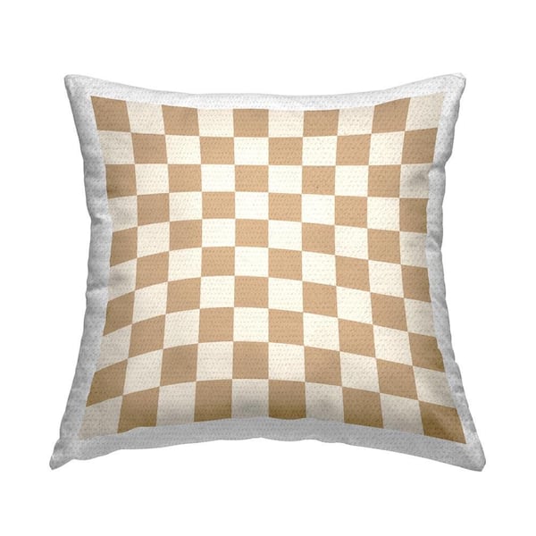 Stupell Industries Minimal Beige Checkered Outdoor Printed Throw Pillow by Carrie Cantwell