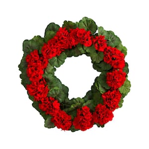 26in. Geranium Artificial Wreath