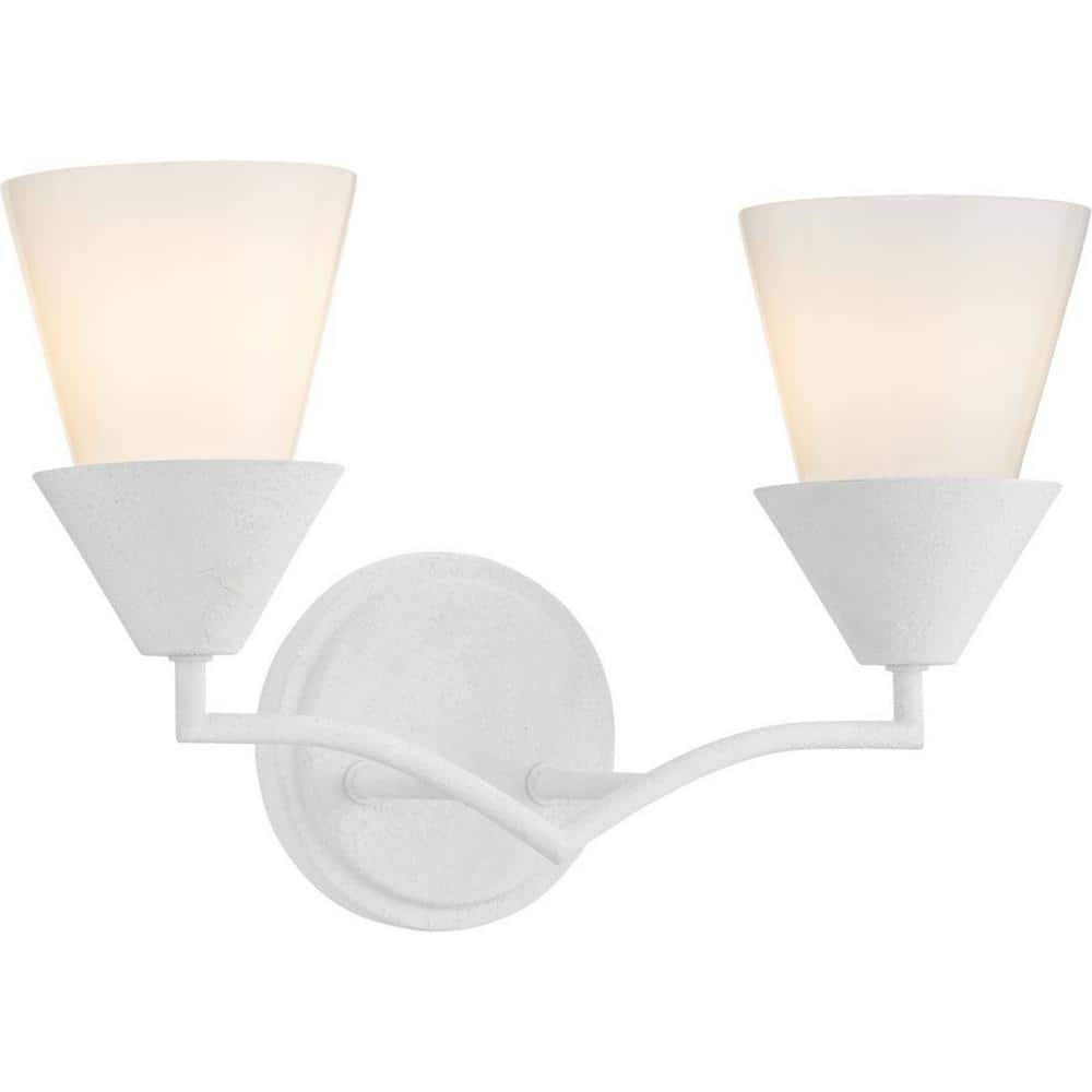 Pinellas White Plaster Dual Conical 2-Light Vanity Fixture