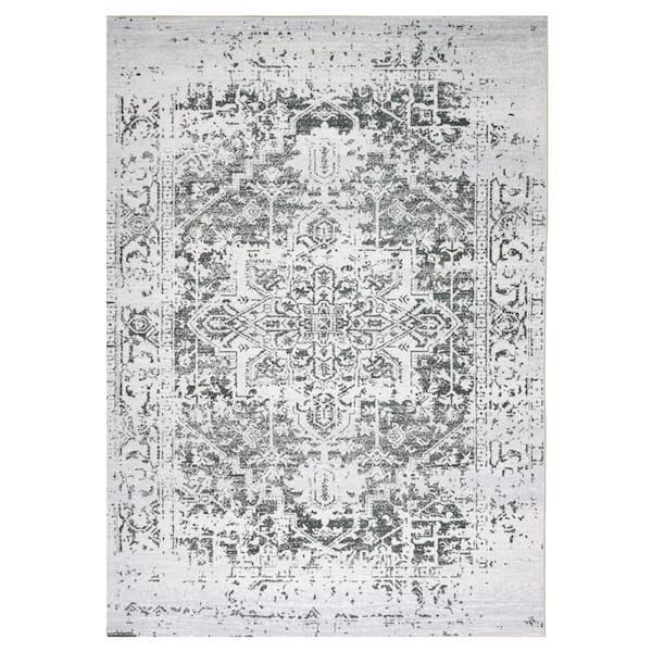 PLAYA RUG Himalayas Green Creme 8 ft. x 10 ft. Machine Washable Modern Floral Abstract Polyester Non-Slip Backing Area Rug
