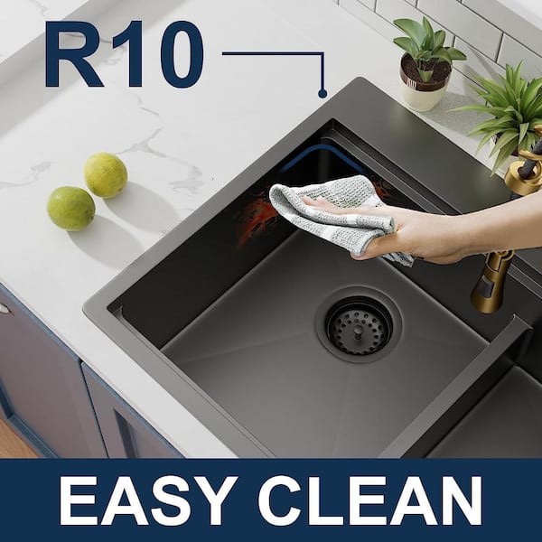 All-in-One Undermount Stainless Steel 33 in. 50/50 Double Bowl Kitchen Workstation Sink with Accessory Kit