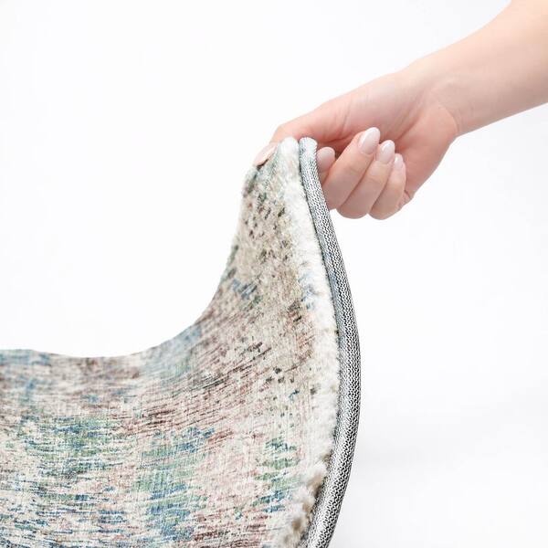 Dream Shag Premium Machine Washable Abstract ADS66 Multi 8 ft. x 8 ft. Round Rug
