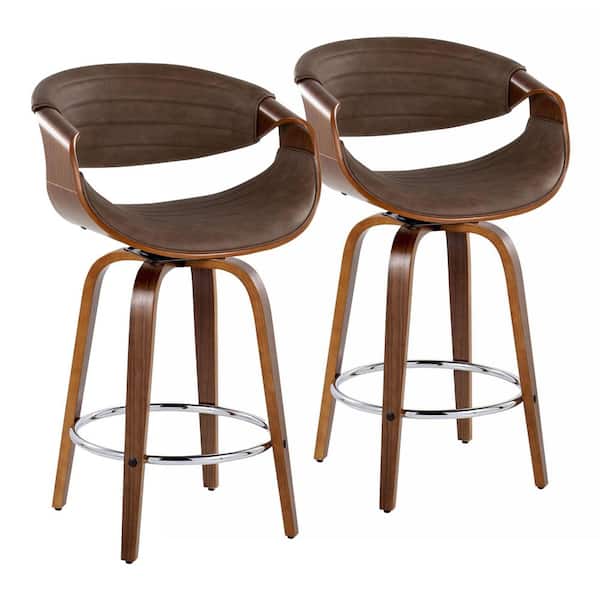 Lumisource Symphony 36 in. Espresso Faux Leather, Walnut Wood, and
