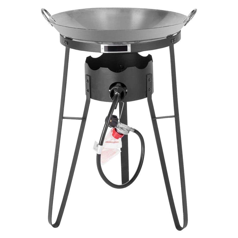 Outdoor Gas Wok Burner Iron Wok 54000 BTU Black Finish High Heat