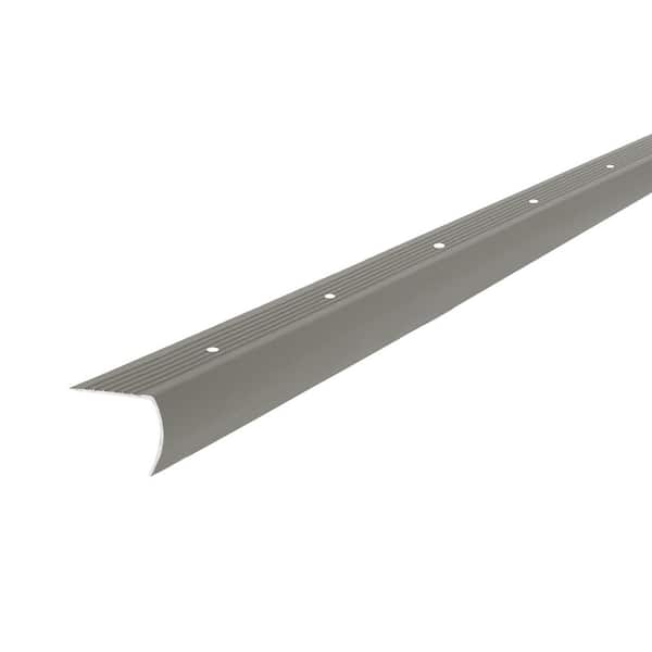 1-1/8 in. x 1-1/8 in. x 72 in. Brushed Pewter Aluminum Stair Nosing w/ Screw Nails