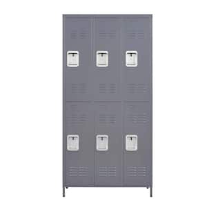 72 in.H 2-Tier Metal Lockers with 6-Door and Lock for Employees,Storage Locker Cabinet for Home GymSchool Garage,Gray