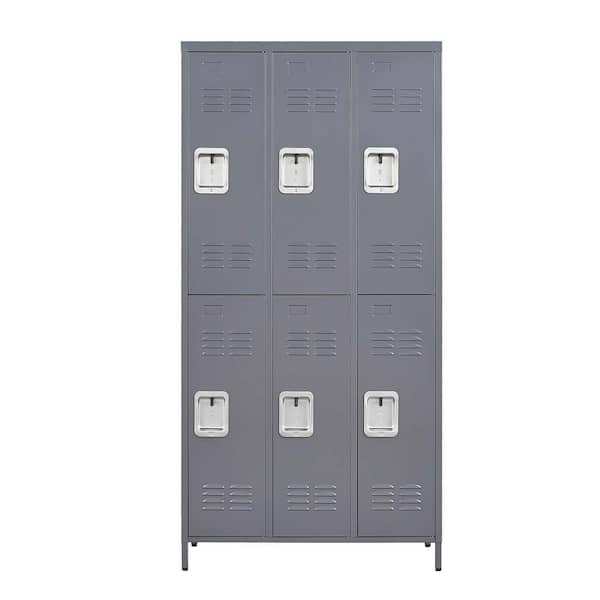 cadeninc 72 in.H 2-Tier Metal Lockers with 6-Door and Lock for Employees,Storage Locker Cabinet for Home GymSchool Garage,Gray