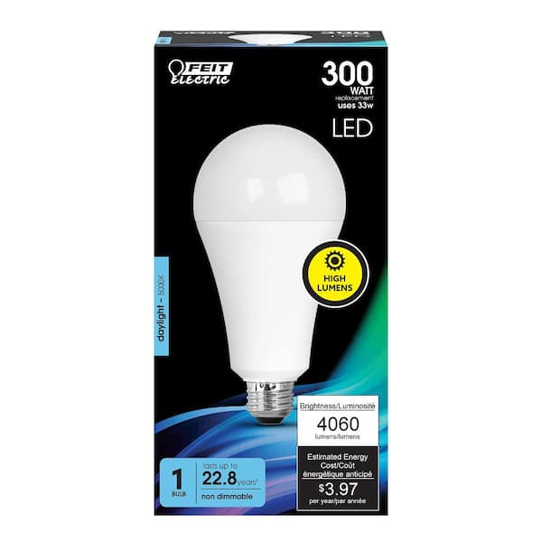 troosten Onzuiver Peer Feit Electric 300-Watt Equivalent A23 Non-Dimmable LED Light Bulb Daylight  5000K (1-Bulb) OM300/850/LED - The Home Depot