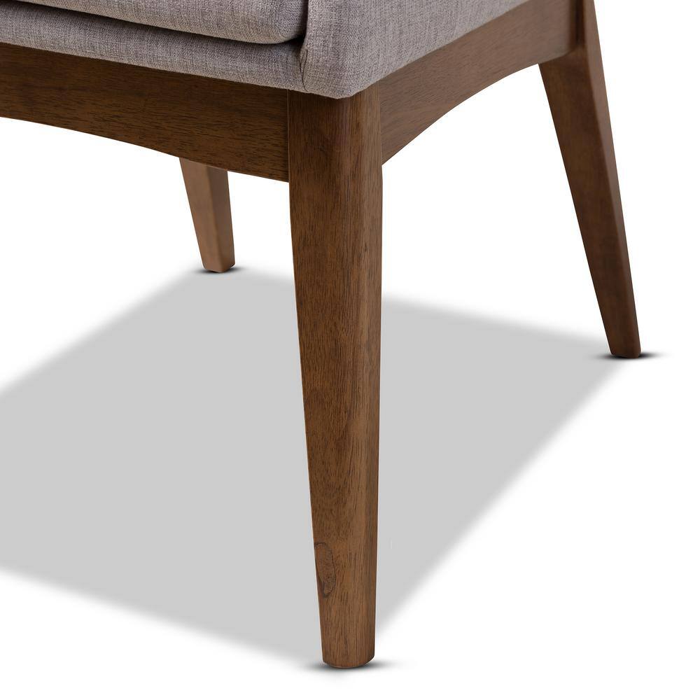 Greyish Beige Upholstered Parsons Side Chair with Walnut Wood Frame