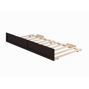 Espresso Dark Brown Twin Size (38 In. Wide, 72 3/4 in. Depth, 10 1/4 in. Height) Roll Out Under Trundle Bed