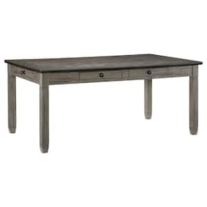 40 in.Coffee Brown and Gray Wood 4 Legs Dining Table (Seat of 6)