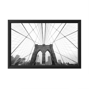 "NYC Brooklyn Bridge" by Nina Papiorek Framed with LED Light Landscape Wall Art 16 in. x 24 in.