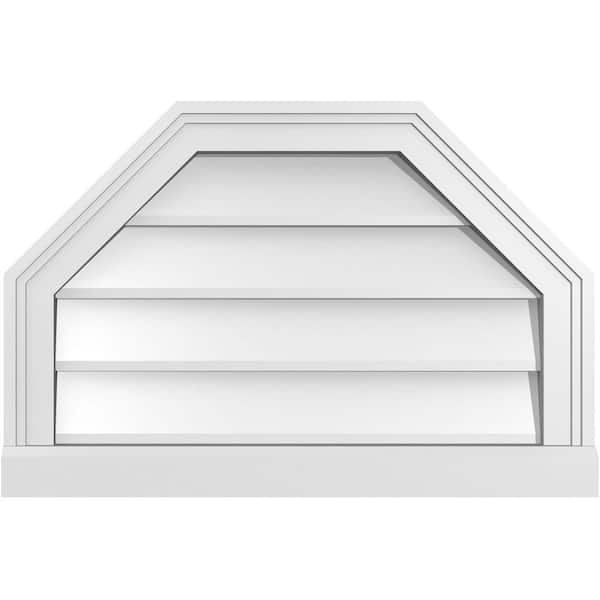 Ekena Millwork 24" x 16" Octagonal Top Surface Mount PVC Gable Vent: Non-Functional with Brickmould Sill Frame