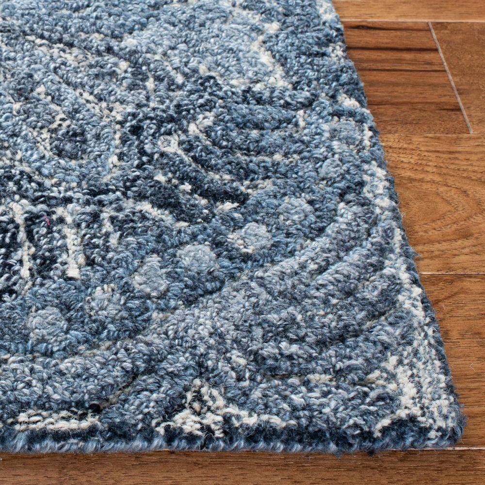 Blue Hand-Tufted Wool Rectangular Area Rug 6' x 9'