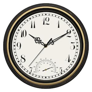 12 in. Gold Indoor Outdoor Waterproof Wall Clock