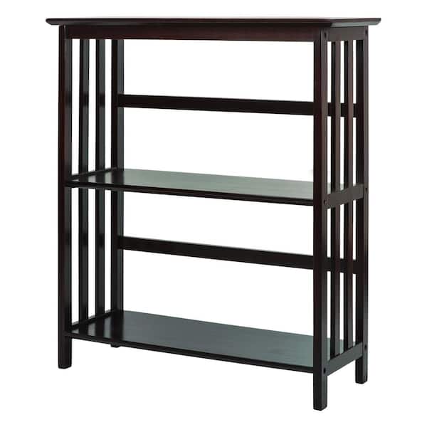 Casual Home 34 in. Espresso New Wood 2-Shelf Etagere Bookcase with Open Back
