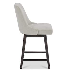 26 in. Maisie Ivory High Back Wood Swivel Counter Stool with Fabric Seat
