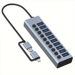 10 Ports USB 3.0 Data Hub and Charger with Individual Switches