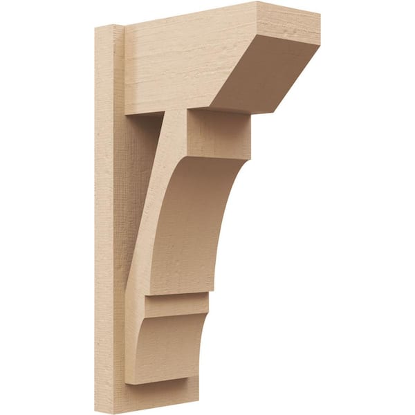 Ekena Millwork 8 in. x 26 in. x 14 in. Balboa Slat Rough Cedar Woodgrain Timberthane Polyurethane Outlooker, Primed Tan