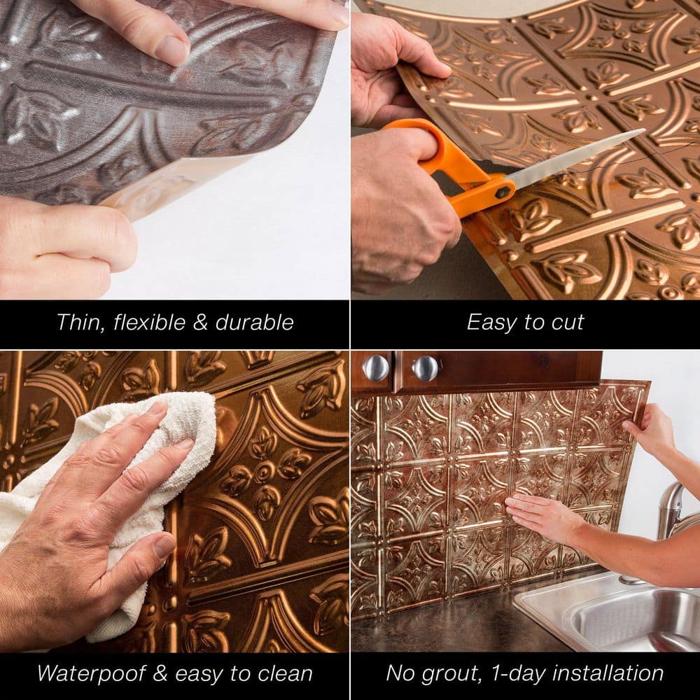 Smoked Pewter 3D Embossed Vinyl Wall Panel Kit