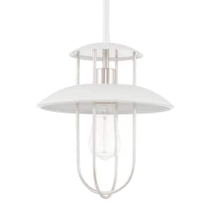 Cullen 60-Watt 1-Light White, Brushed Nickel Modern Pendant Light, No Bulb Included