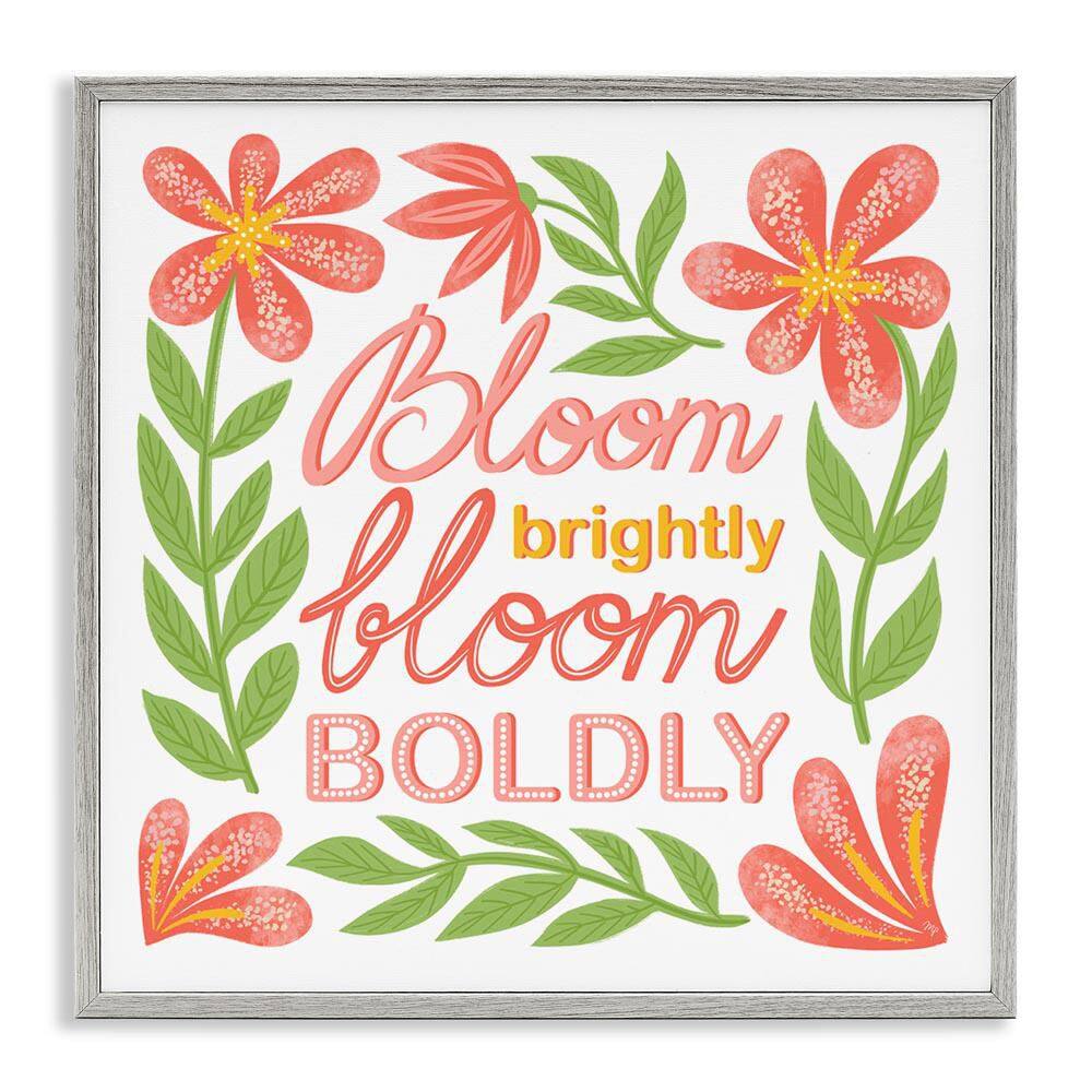 Bloom Brightly Flower Border by Martina Pavlova Gray Framed Nature Giclee Art Print 12 in. x 12 in. price history on PriceWatchPro