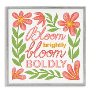Bloom Brightly Flower Border by Martina Pavlova Gray Framed Nature Giclee Art Print 12 in. x 12 in.