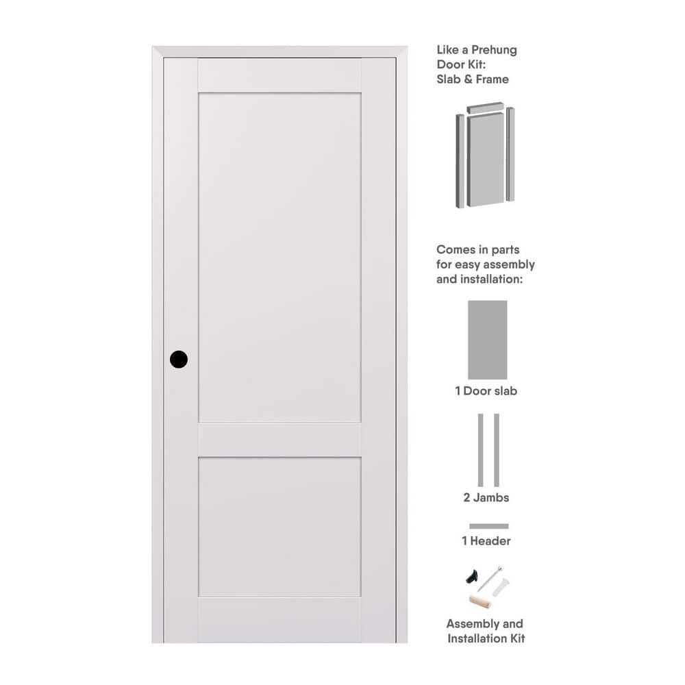 2-Pane Shaker 32 in. x 96 in. Right-Hand Snow White Composite Solid Core DIY-Friendly Single Prehung Interior Door price history on PriceWatchPro