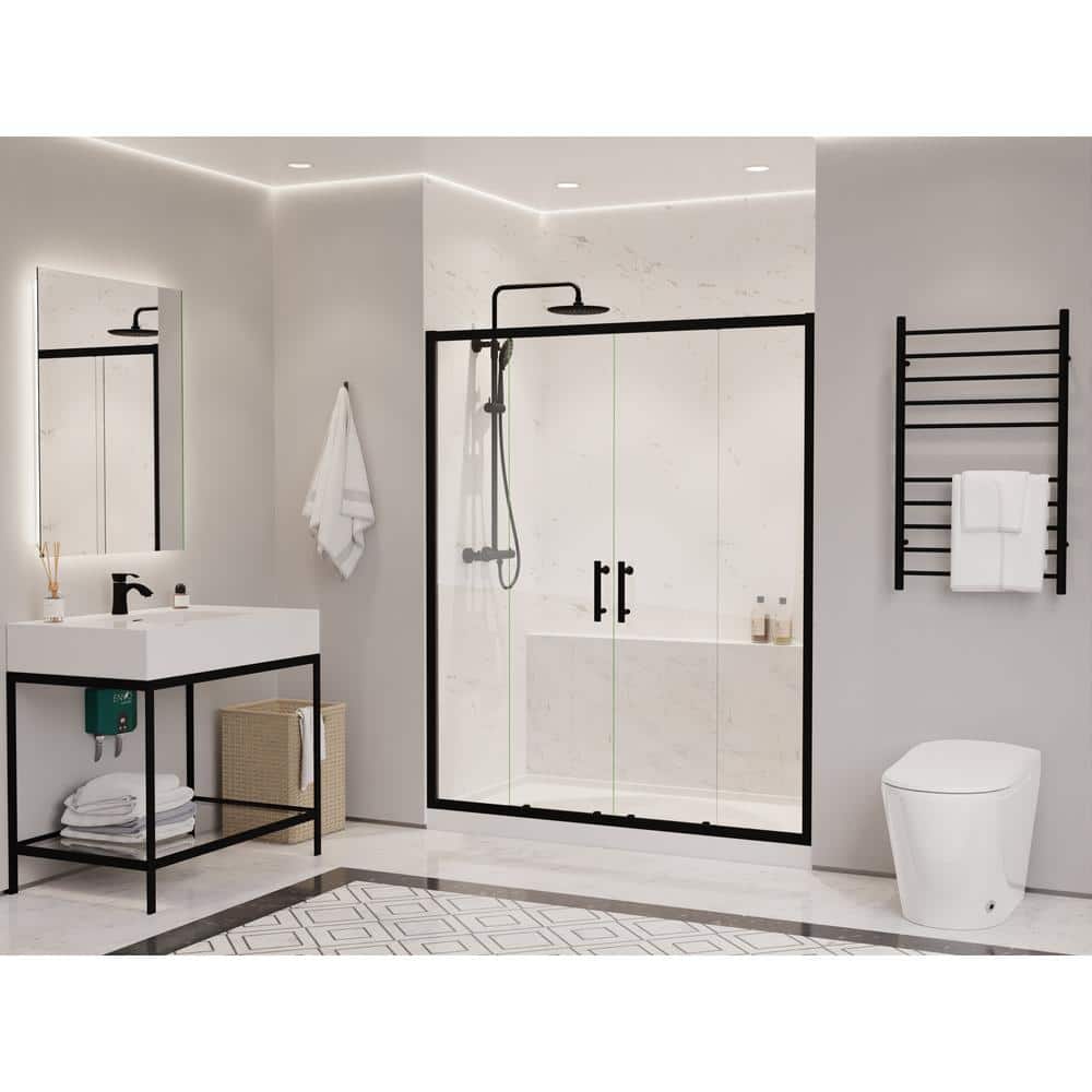 Matte Black 70" x 60.4" Framed Sliding Shower Door