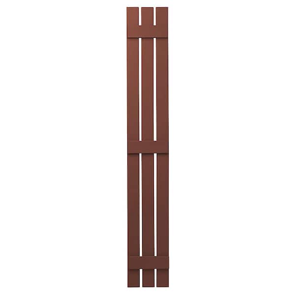 Ply Gem 12 in. x 71 in. Polypropylene 3-Board Open Board and Batten Shutters Pair in Red