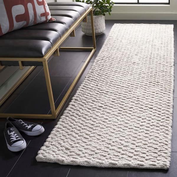 Natura 2 ft. x 8 ft. Beige Zig-Zag Solid Distressed Runner Rug