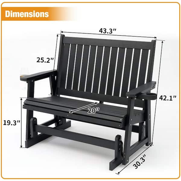Innovaze Poly Lumber Plastic Outdoor Glider with Deep Seat