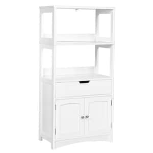 24 in. W x 13 in. D x 48 in. H White Bathroom Storage Linen Cabinet with Drawer and Shelf