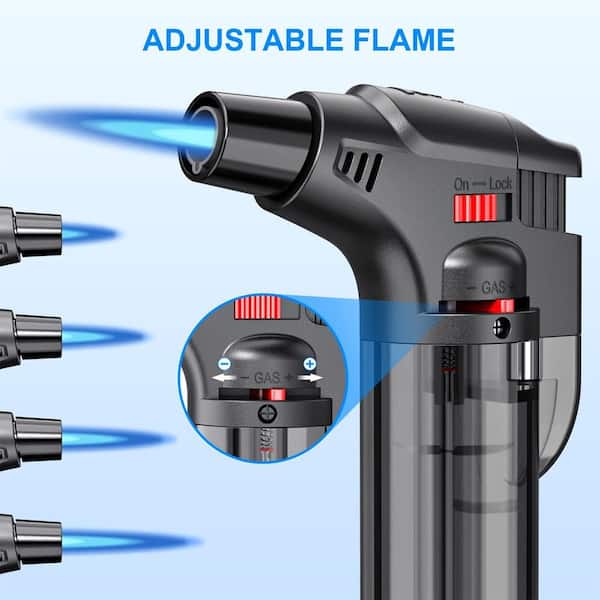 SenQWFa 4.6 in. Black Windproof Jet Flame Camp Torch Lighter