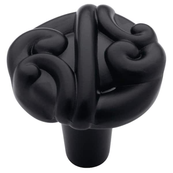 Liberty Calligraphy 1-1/4 in. (32mm) Matte Black Round Cabinet Knob