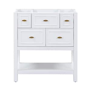 30 in. W x 18 in. D x 33 in. H Bath Vanity Cabinet without Top in White, Freestanding Bath Vanity with 5 Drawers