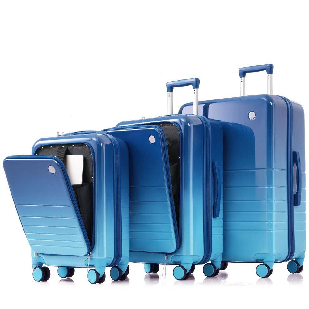 Tatahance 3-Piece Blue Gradient ABS+PC Hardside Spinner Luggage