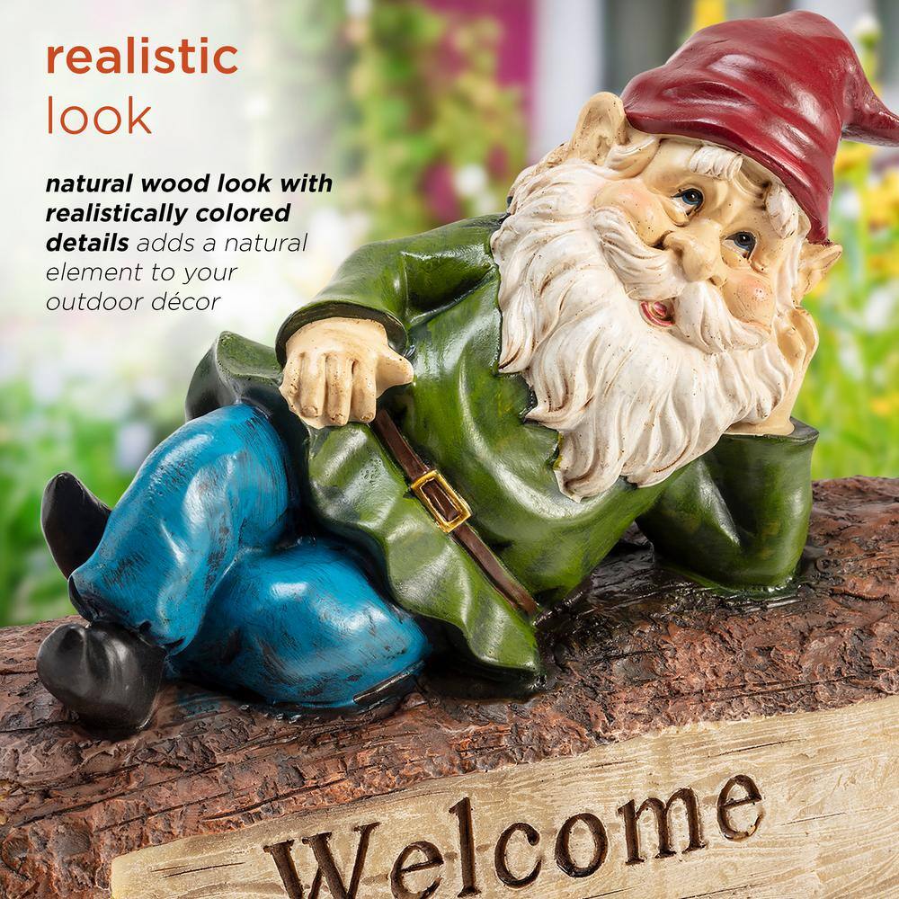 Whimsical Multicolor Polyresin Gnome Welcome Lawn Statue