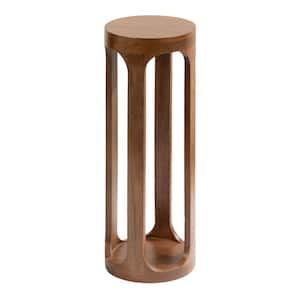 Dahl 8.00 in. Walnut Brown Round Solid Wood End Table