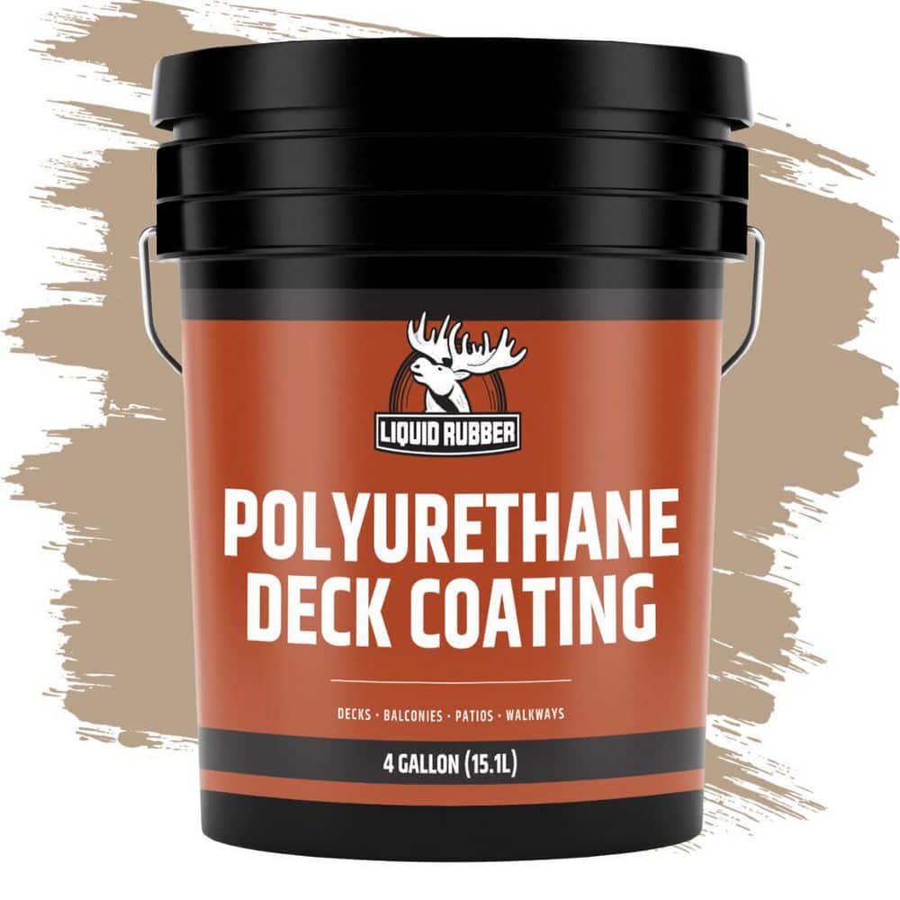 4 Gal. Smooth Neutral Beige, Polyurethane Deck Coating, Synthetic Rubber, F