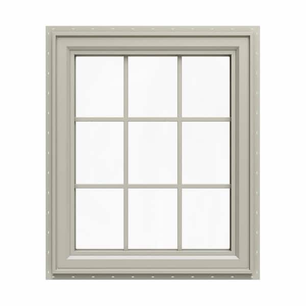 35.5 in. x 35.5 in. V-4500 Series Desert Sand Vinyl Left-Handed Casement Window with Colonial Grids/Grilles