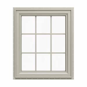 35.5 in. x 35.5 in. V-4500 Series Desert Sand Vinyl Left-Handed Casement Window with Colonial Grids/Grilles