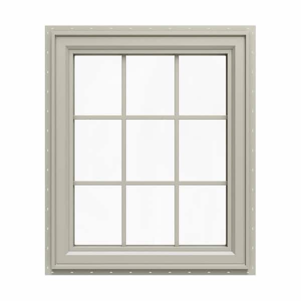 JELD-WEN 35.5 in. x 35.5 in. V-4500 Series Desert Sand Vinyl Left-Handed Casement Window with Colonial Grids/Grilles