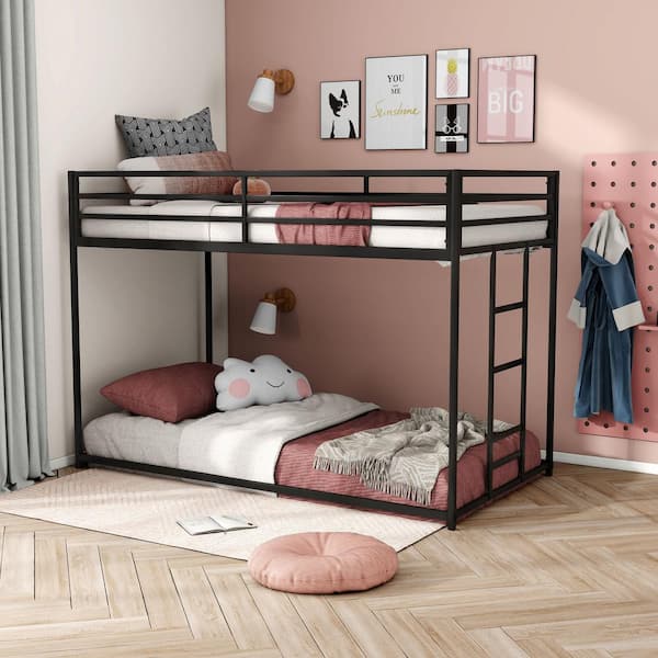 Hurwitz Black Twin Low Profile Metal Bunk Bed