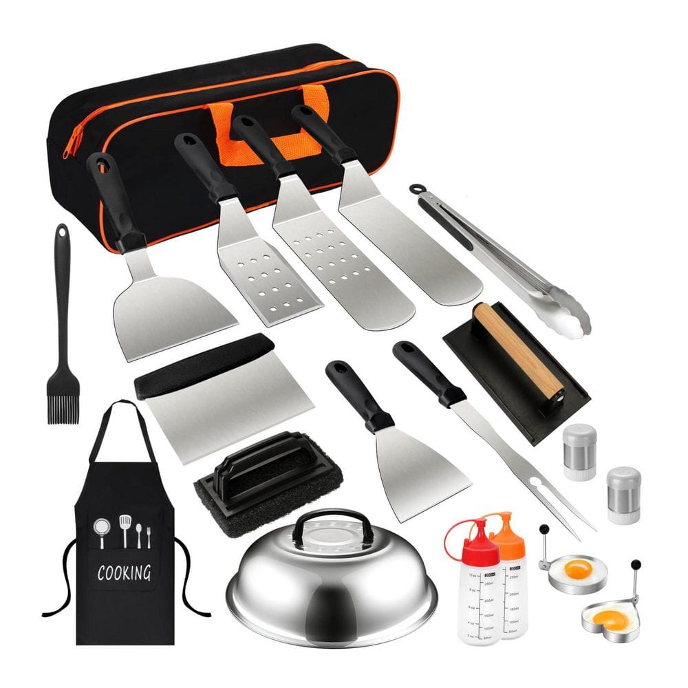 20-Piece Stainless Steel Griddle Accessories Kit with Grill Spatulas, Basting Cover, Press, Outdoor BBQ Set price history on PriceWatchPro