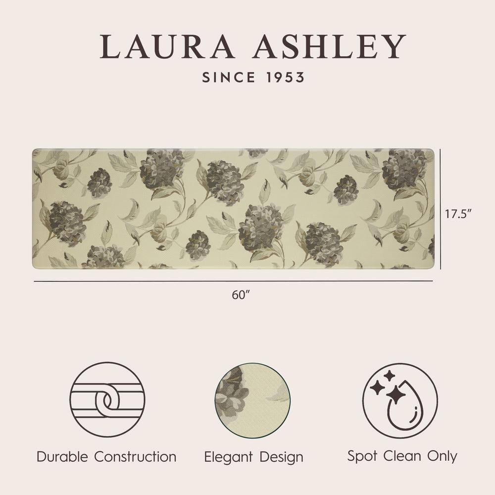 Gray Floral Anti-Fatigue Kitchen Mat, 17.5" x 60"