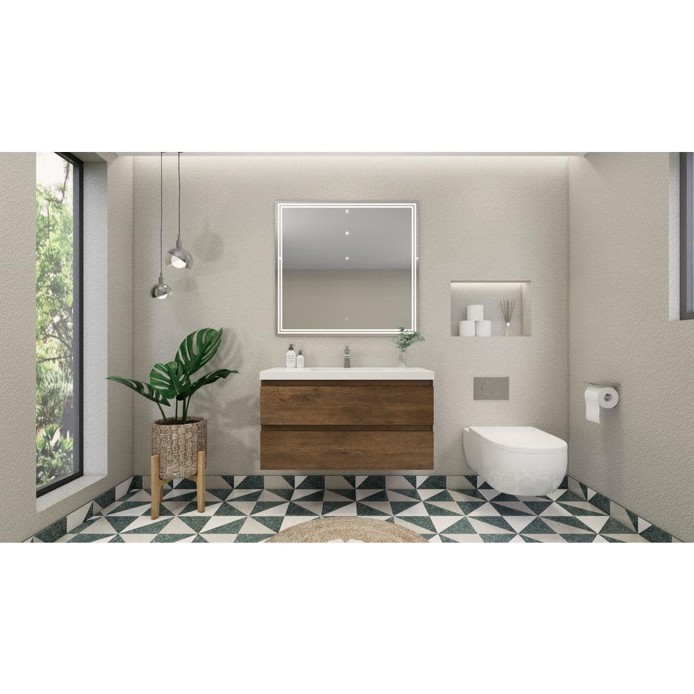Bohemia 42 in. W Bath Vanity in Rosewood with Reinforced Acrylic Vanity Top