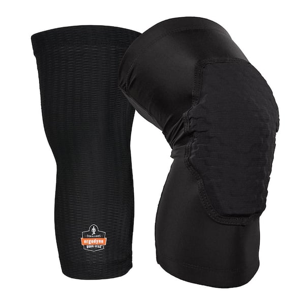 Ergodyne ProFlex Black Padded Foam Soft Shell Knee Sleeves with Pull Over Closure Light-Weight - Med/Large (Pair)